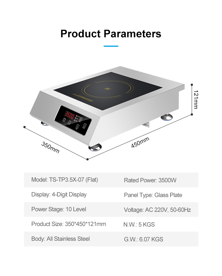 Single Burner 3.5 Kw Magnetic Intelligent Igbt Digital Display China Electromagnet Commercial ih Induction Cooker