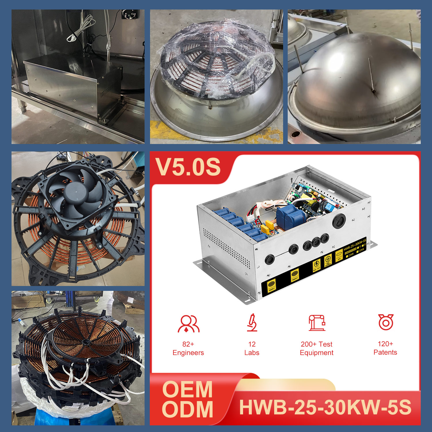 V5.0S Circuit Pcb Box Board Industrial 380v 30kw Electromagnetic Electric Motor Induction Cooking Heating Cooker Steam Generator HWB-25-30KW-5S
