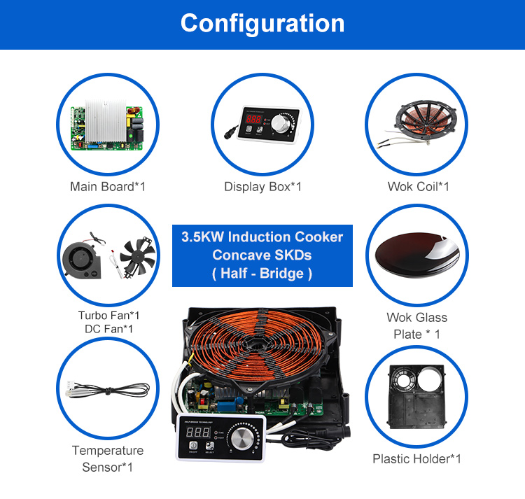 3.5kW Commercial Induction Cooker SKD Spare Parts (wok )-Half bridge  HW-B3.5KW-0101 
Induction wok cooker Skd parts 