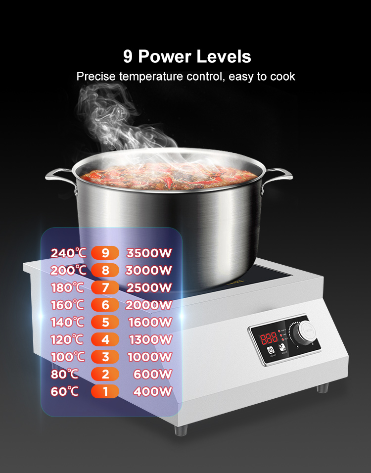 3500W Stainless Steel Single Burner Commercial Flat Top Induction Cooker Countertop Electric Induction Stove