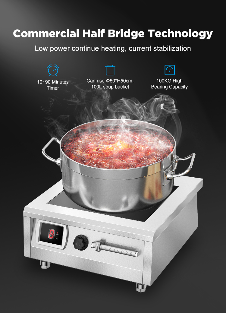 8kW/AC380V Commercial Flat Top Induction Cooker with fixture  HW-TP8X-04A