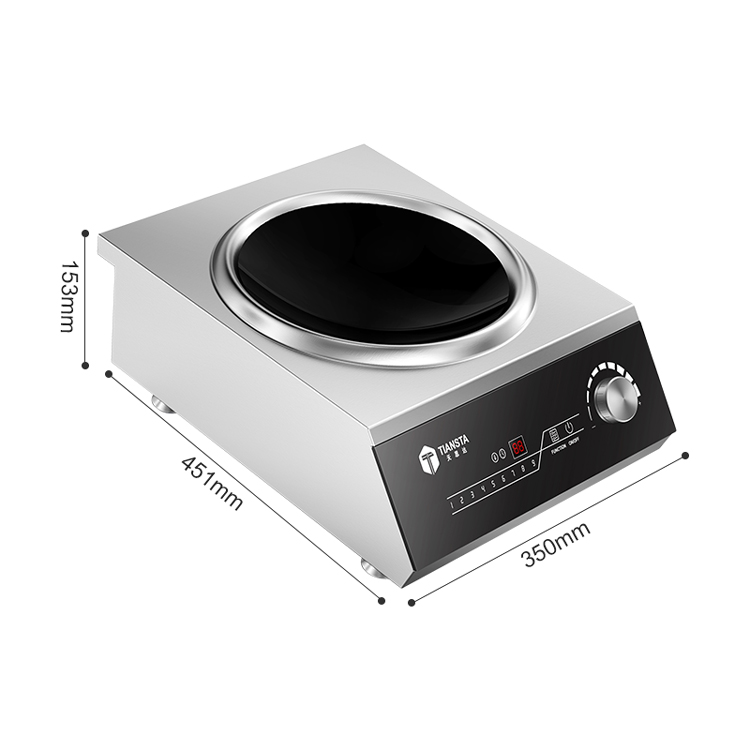 3.5kW Stainless Steel Counter Top Commercial Induction Wok Cooktop  TS-TA3.5X-01
Concave inducton cooktop with wok 
