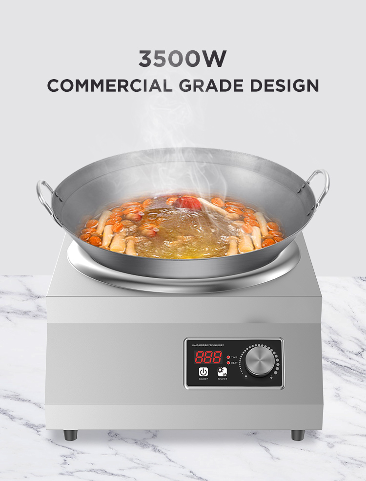 China Portable Restaurant Electric Single Burner Stainless Steel Concave Cook Stove High Quality 3500watt Induction Wok Cooktop  HW-TA3.5X-01A