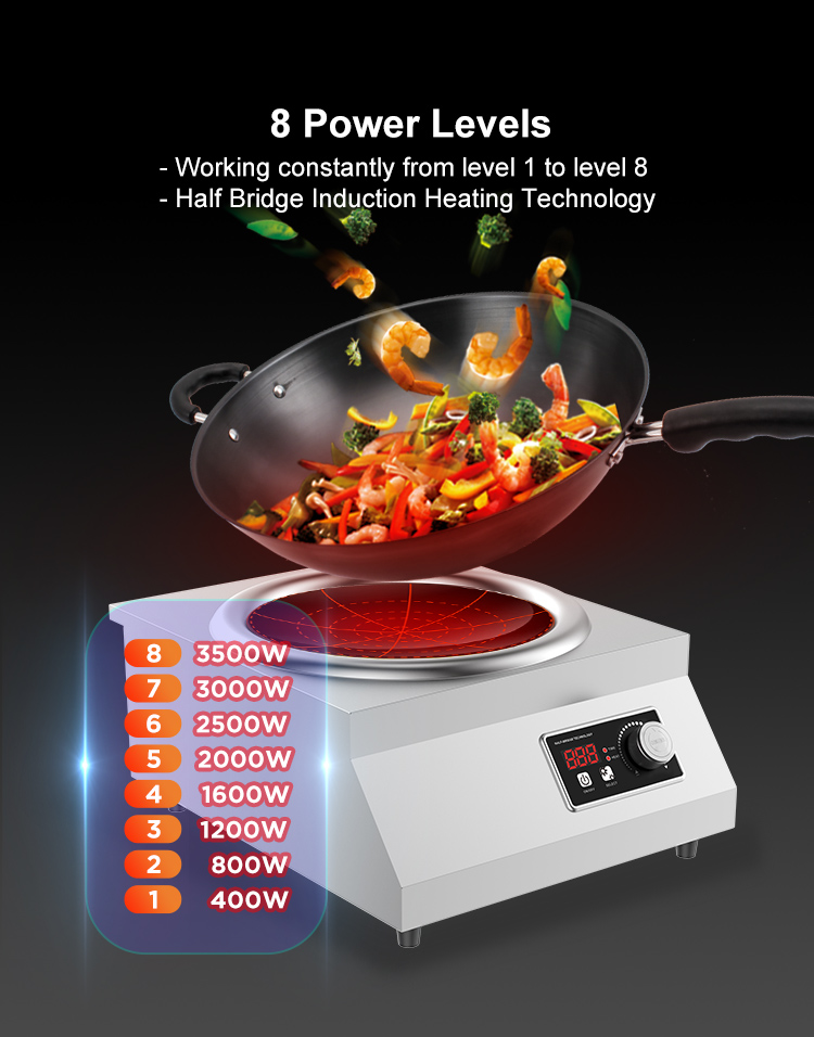 China Portable Restaurant Electric Single Burner Stainless Steel Concave Cook Stove High Quality 3500watt Induction Wok Cooktop  HW-TA3.5X-01A